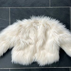 Joyfolie Girls Size 7 Fur Coat Ivory